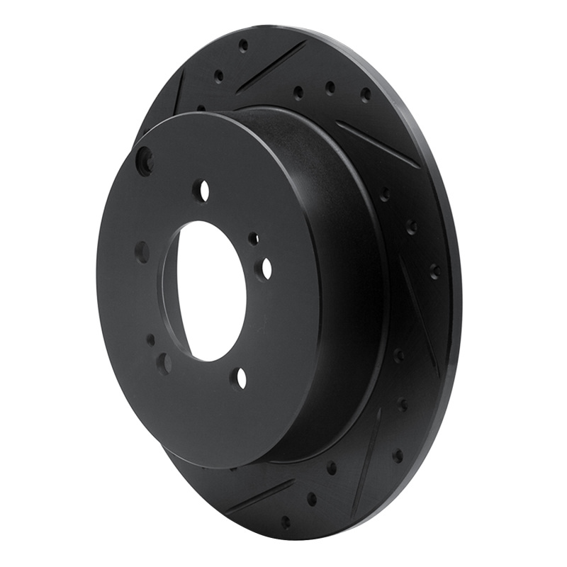 Mitsubishi Outlander Brake Rotor (1) - Rear Left - R1 Concepts - Drilled & Slotted - Black - `07-`15